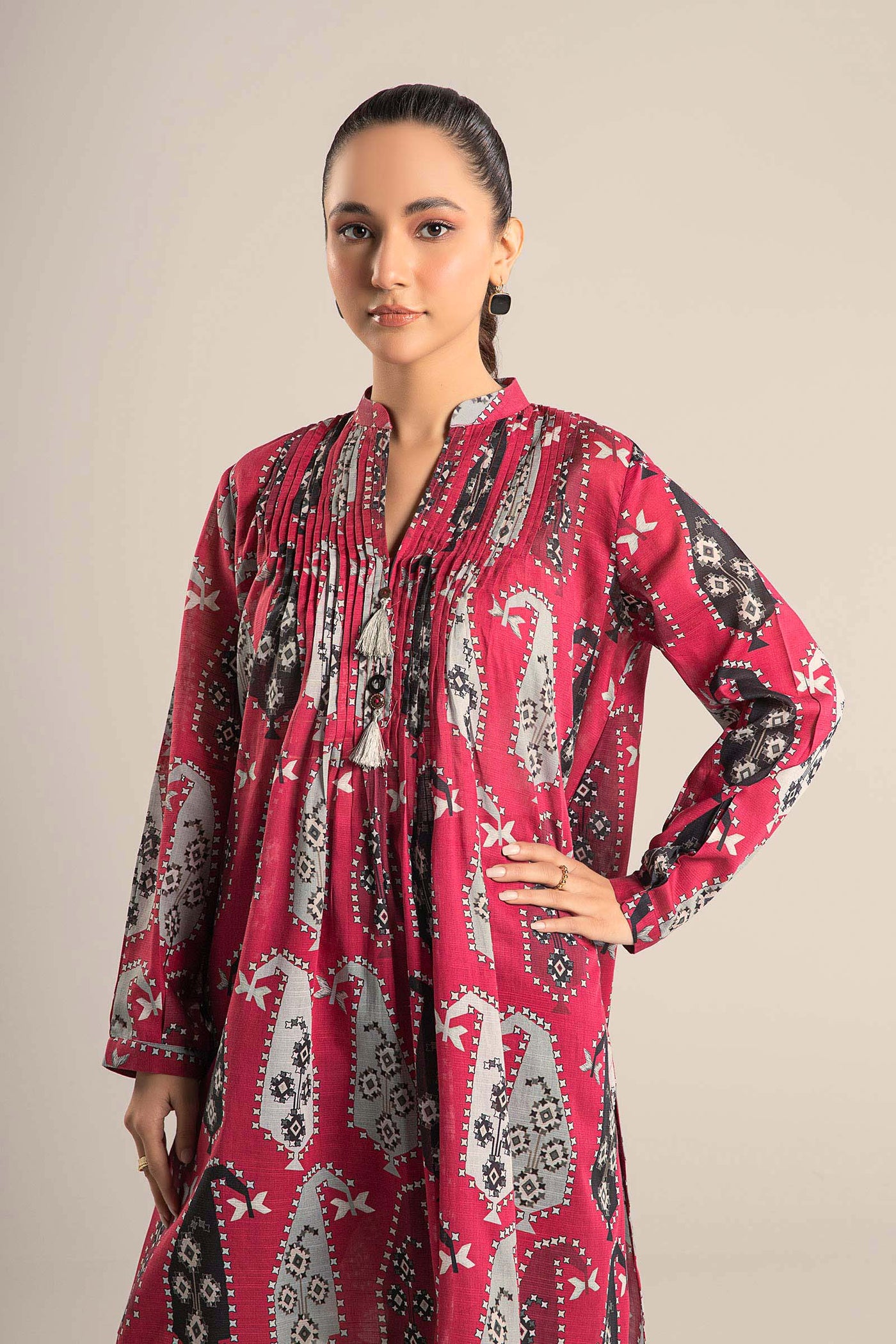 Printed Slub Lawn Shirt | MB-CS25-72