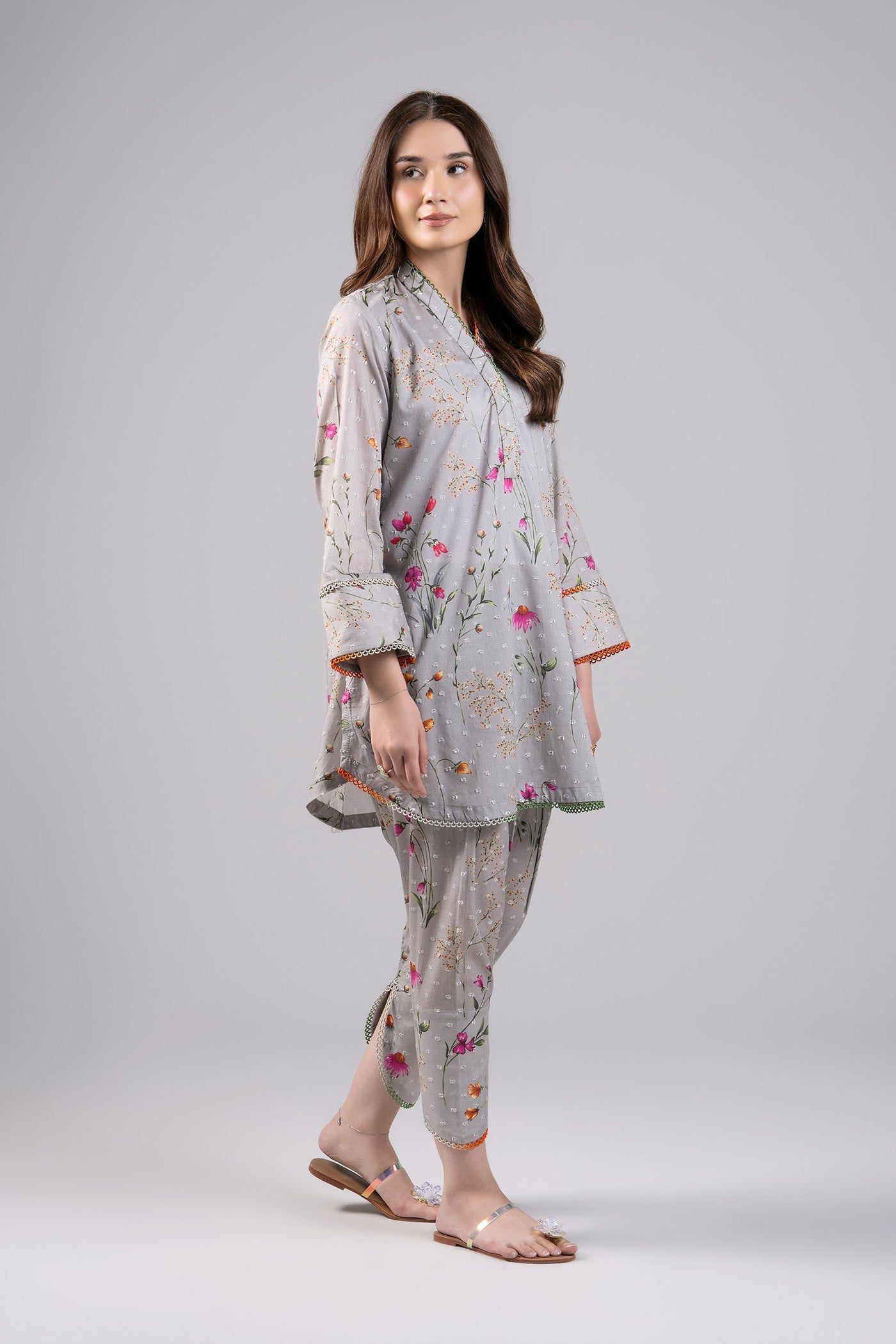 2 Pc Printed Brochia Suit | MB-CS25-98