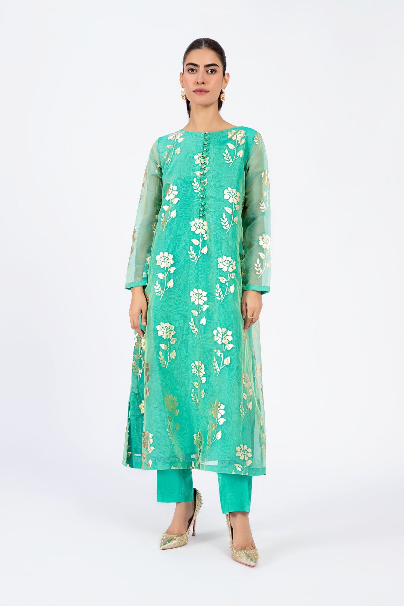 2 Pc Printed Organza Suit | MB-F23-409