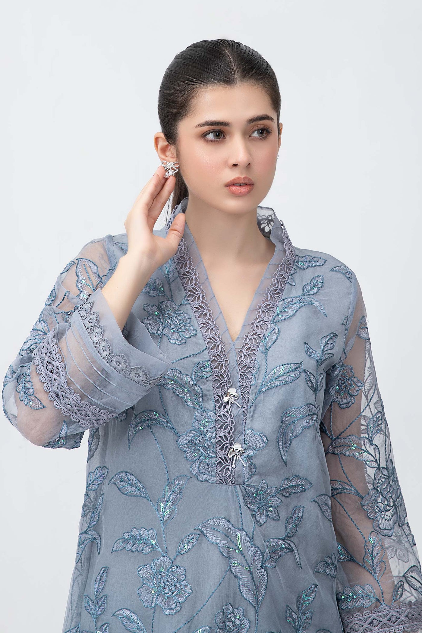 Embroidered Organza Shirt | MB-F23-413