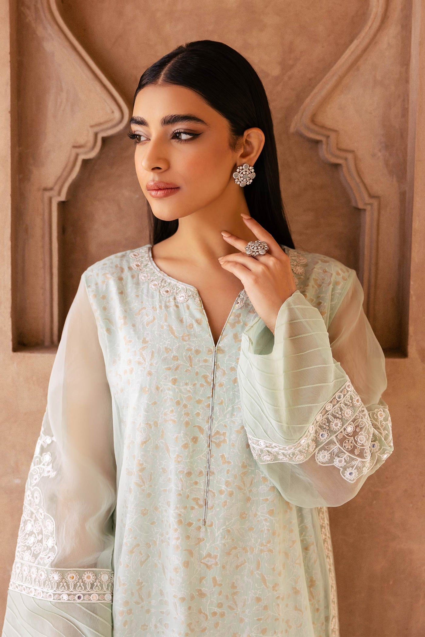 2 Pc Embroidered Organza Suit | MB-F24-503