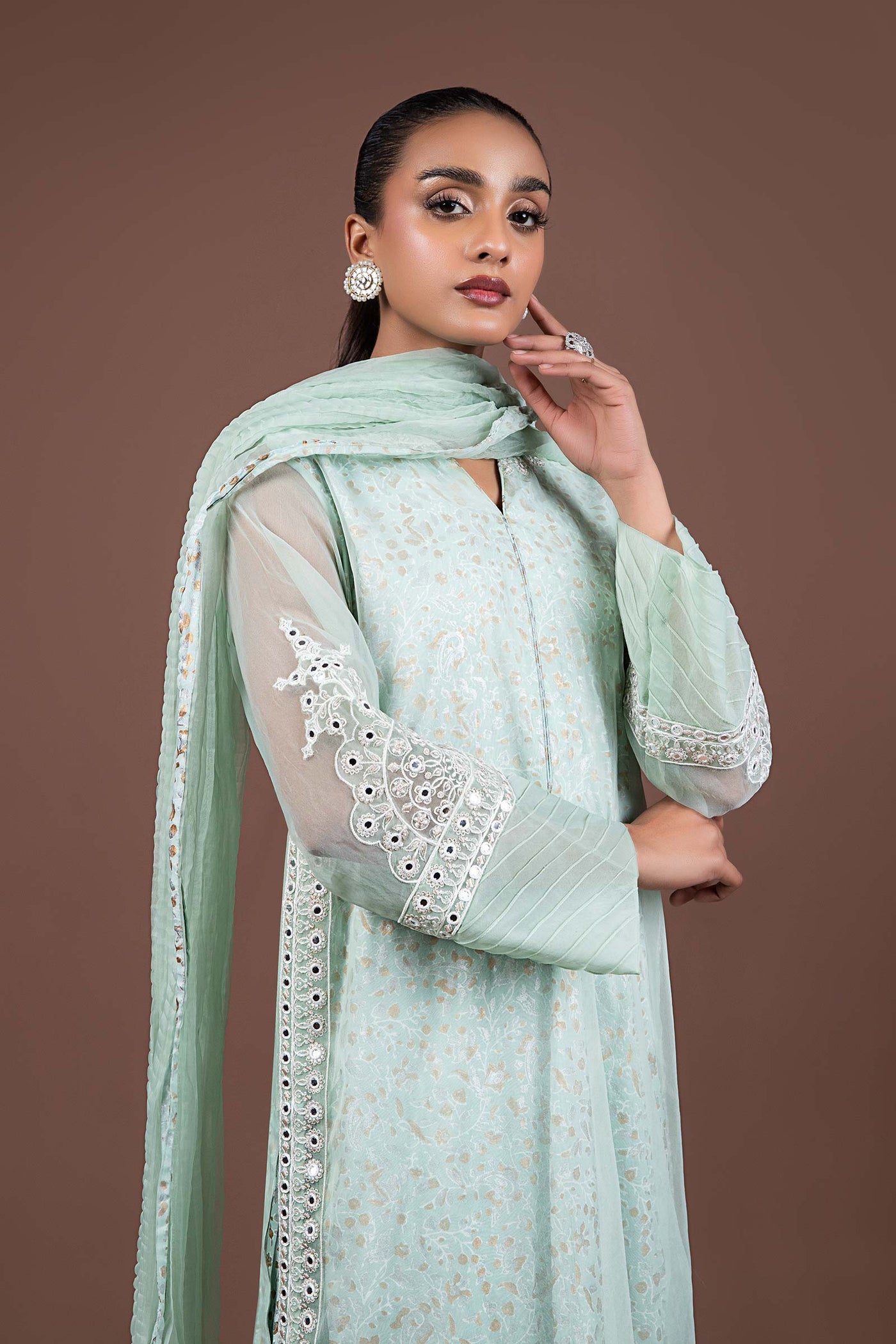 2 Pc Embroidered Organza Suit | MB-F24-503