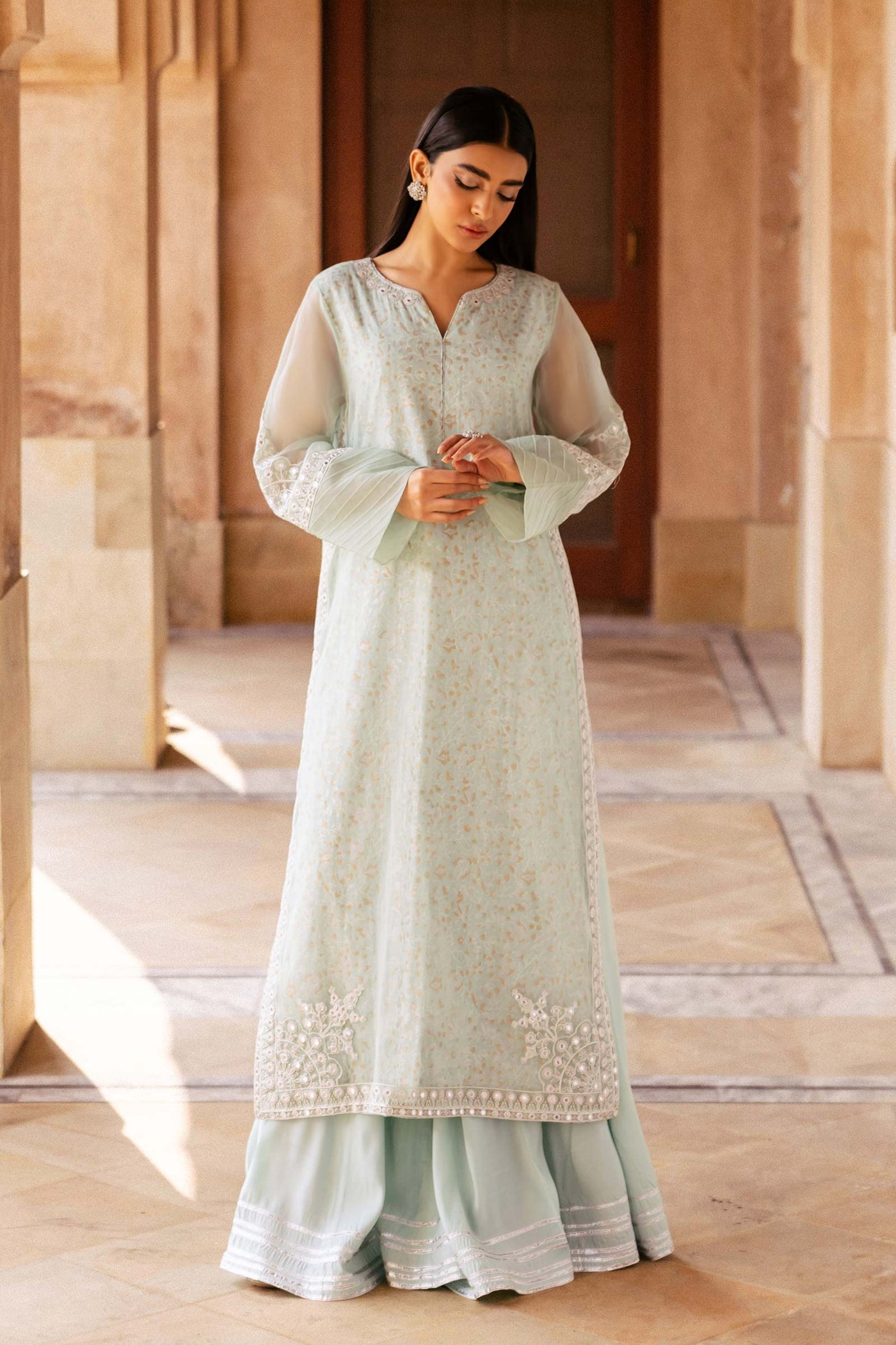 2 Pc Embroidered Organza Suit | MB-F24-503