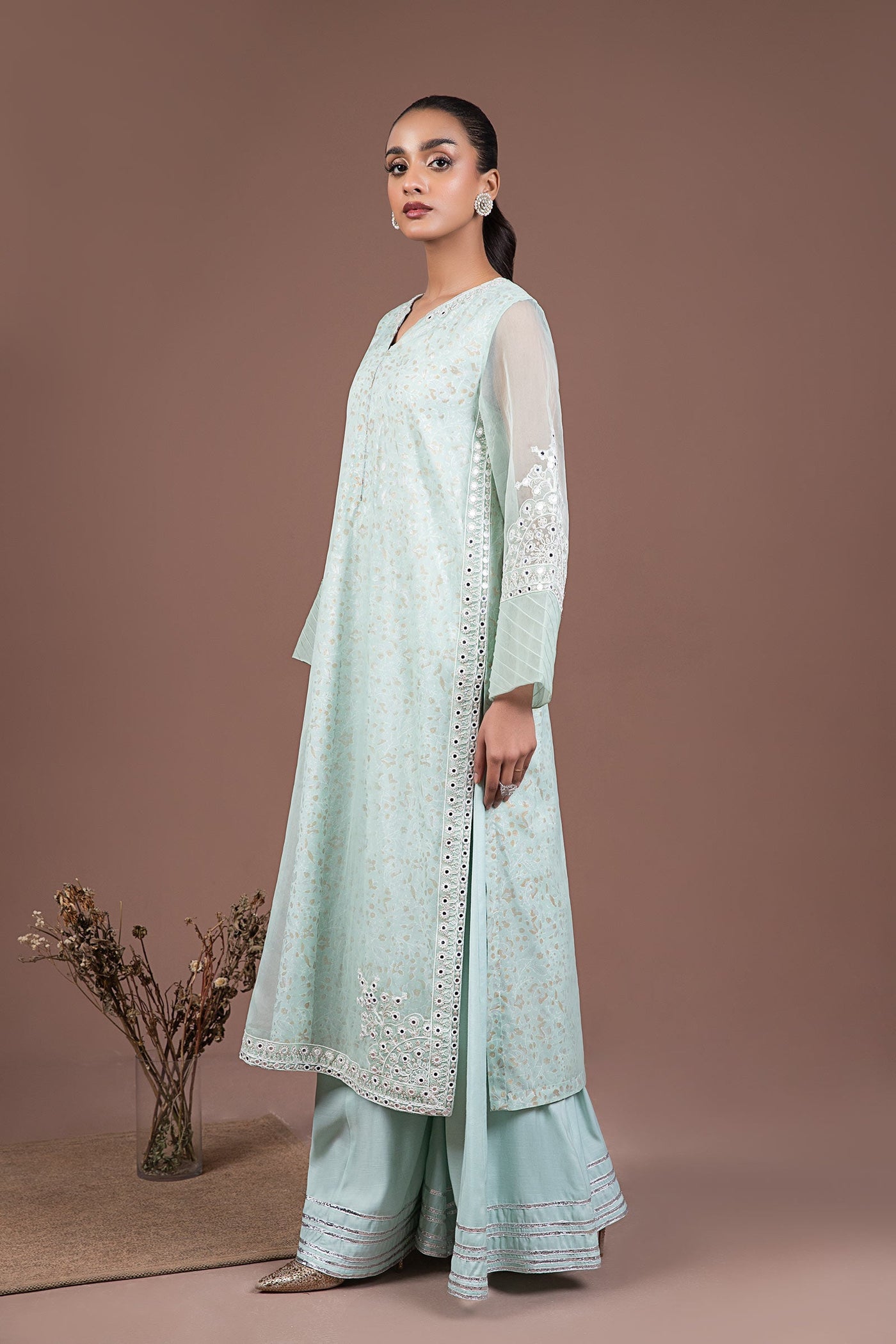 2 Pc Embroidered Organza Suit | MB-F24-503