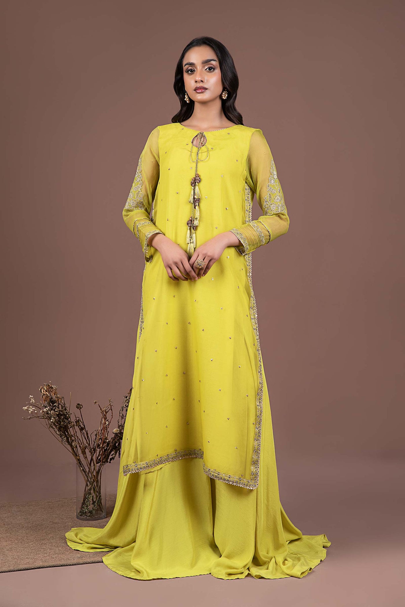 2 Piece Embroidered Organza Suit | MB-F24-517