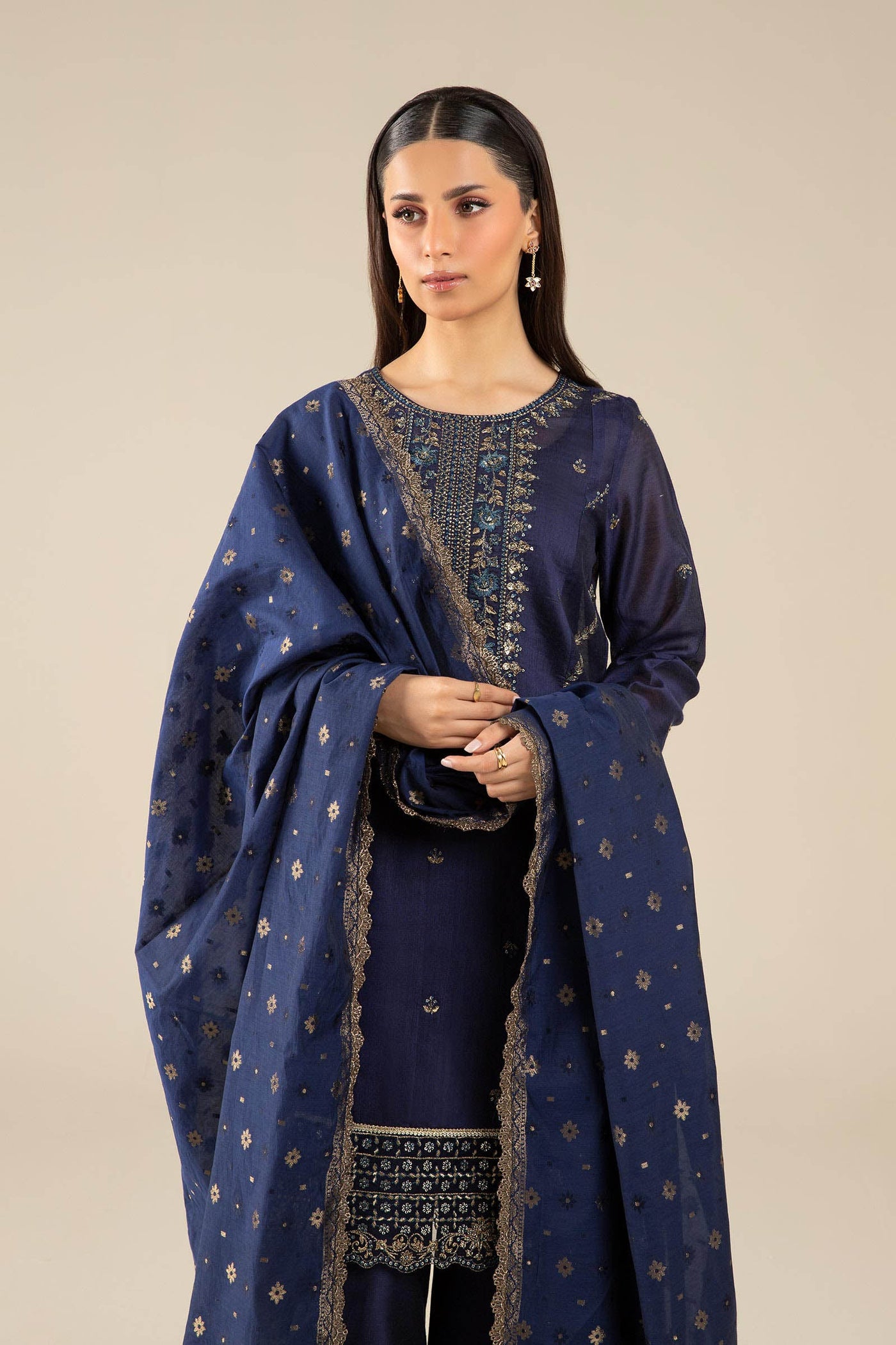 3 Pc Embroidered Two Tone Silk Suit | MB-FS25-30