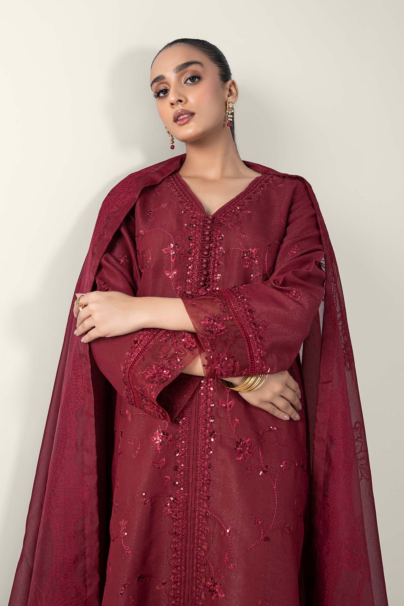 2 Pc Embroidered Silk Suit | MB-WF24-20