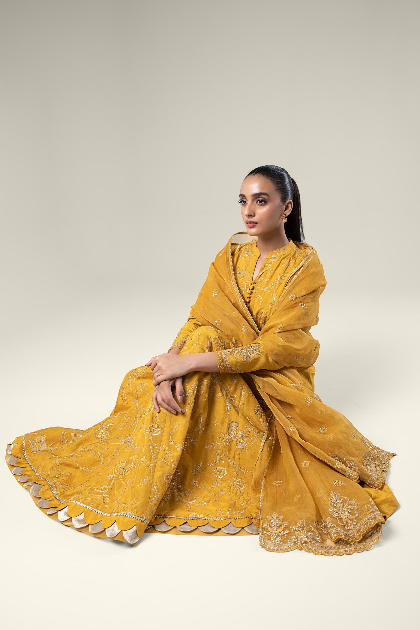 2 Pc Embroidered Raw Silk Suit | MB-WF24-35