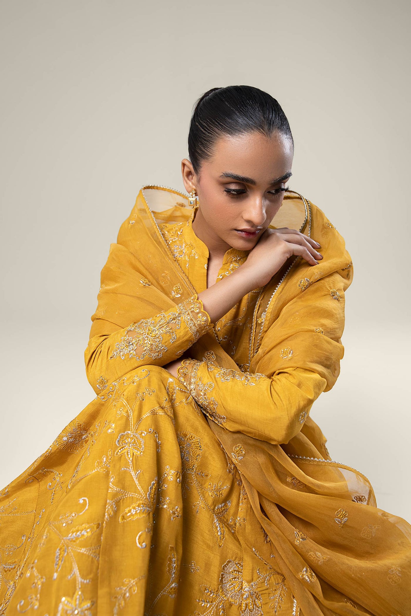 2 Pc Embroidered Raw Silk Suit | MB-WF24-35