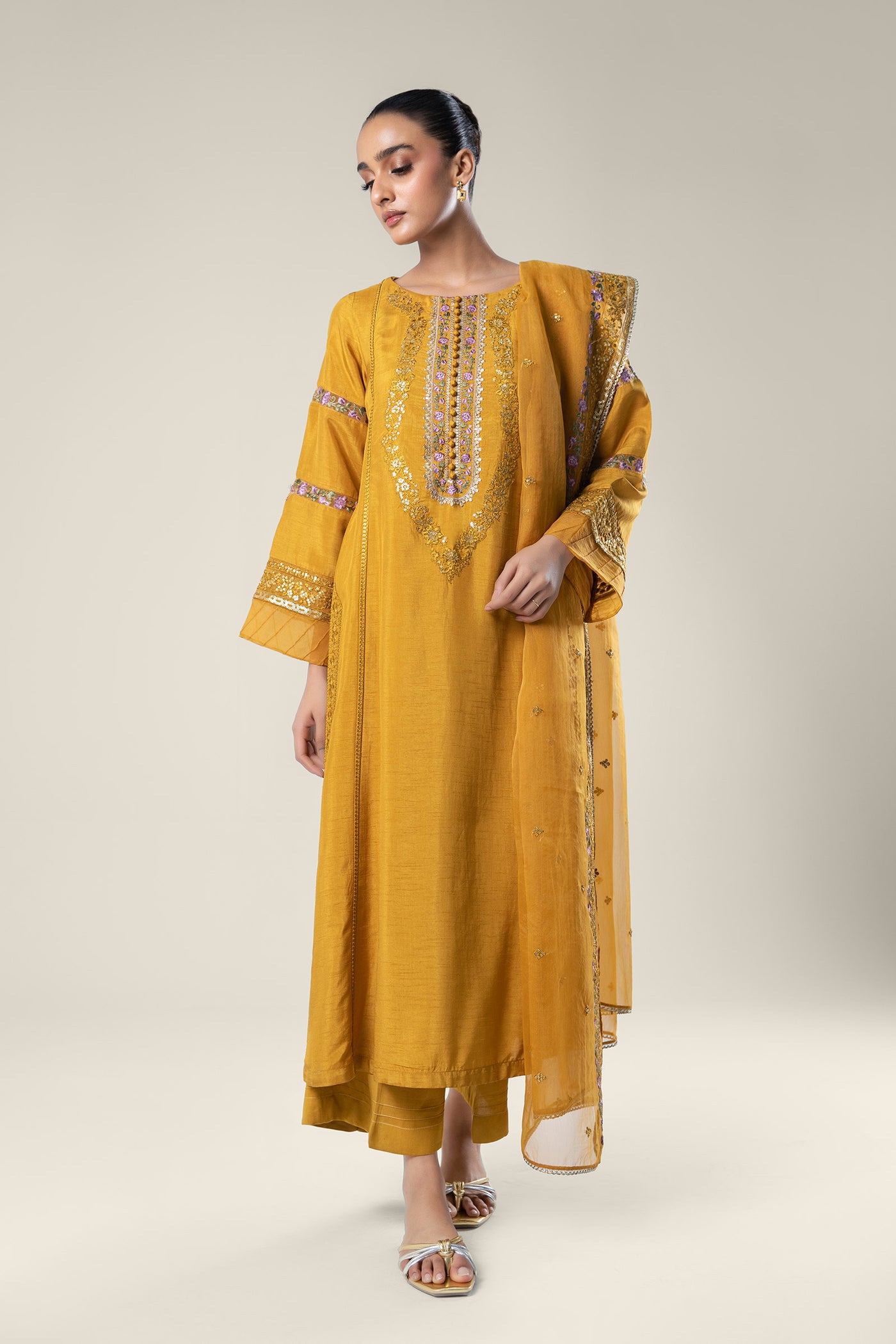 2 Pc Embroidered Raw Silk Suit | MB-WF24-23