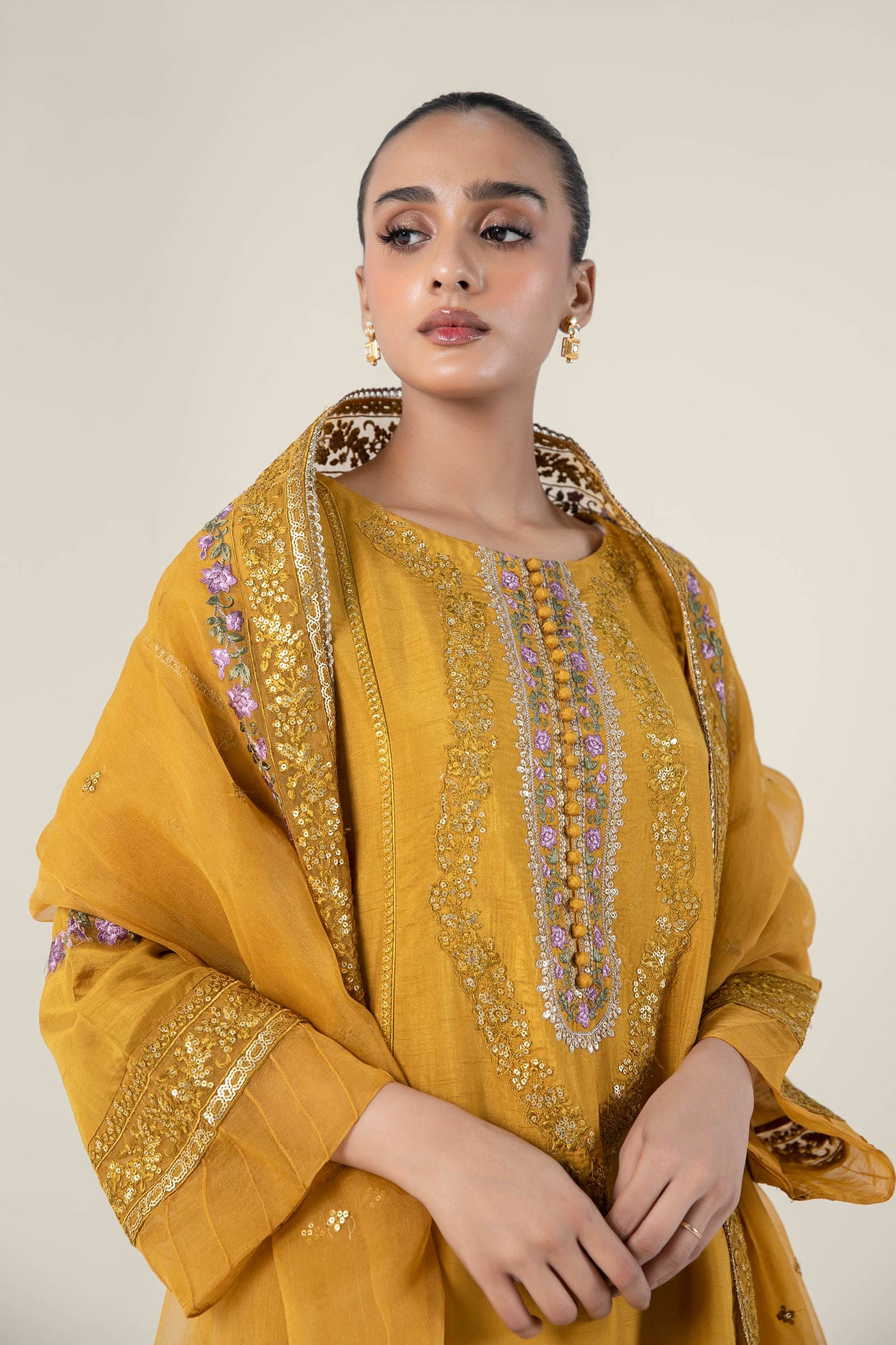 2 Pc Embroidered Raw Silk Suit | MB-WF24-23