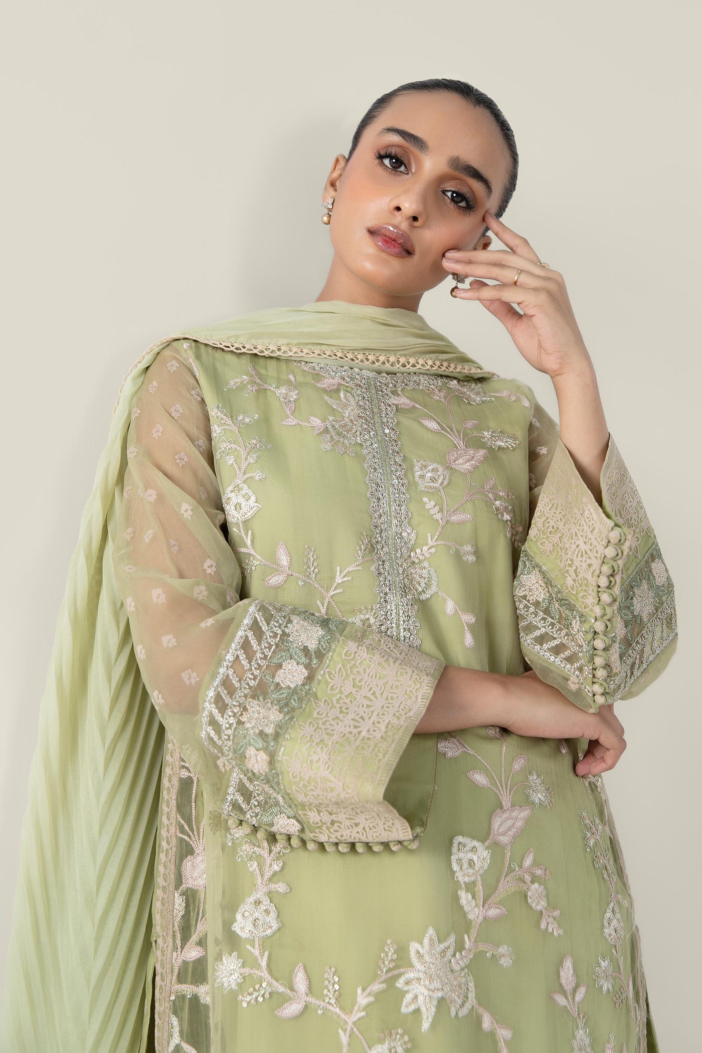 2 Pc Embroidered Organza Suit | MB-WF24-25