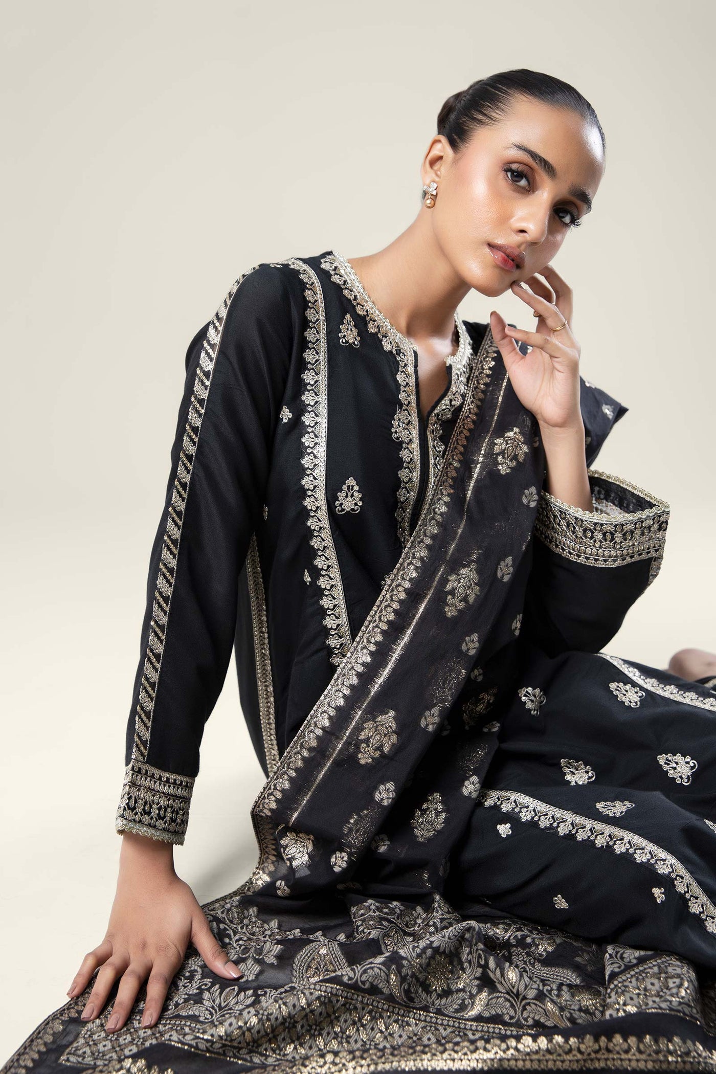 2 Pc Embroidered Khaddi Silk Suit | MB-WF24-28