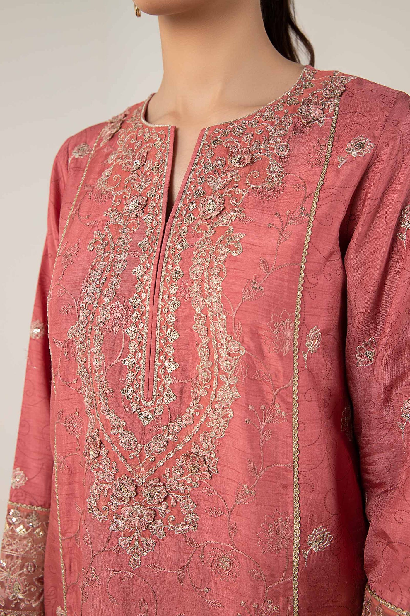 2 Pc Embroidered Raw Silk Suit | MB-WF24-31