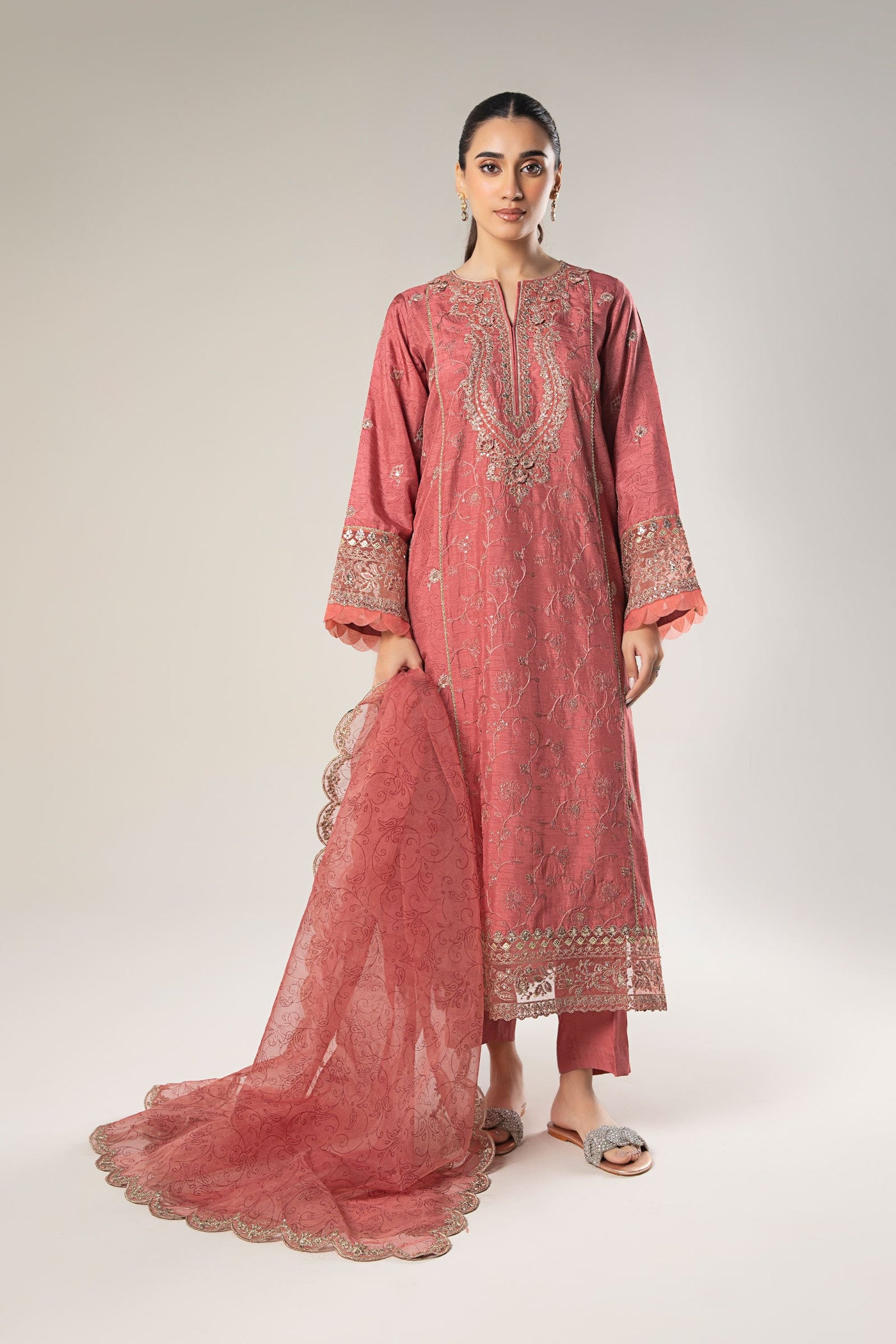 2 Pc Embroidered Raw Silk Suit | MB-WF24-31