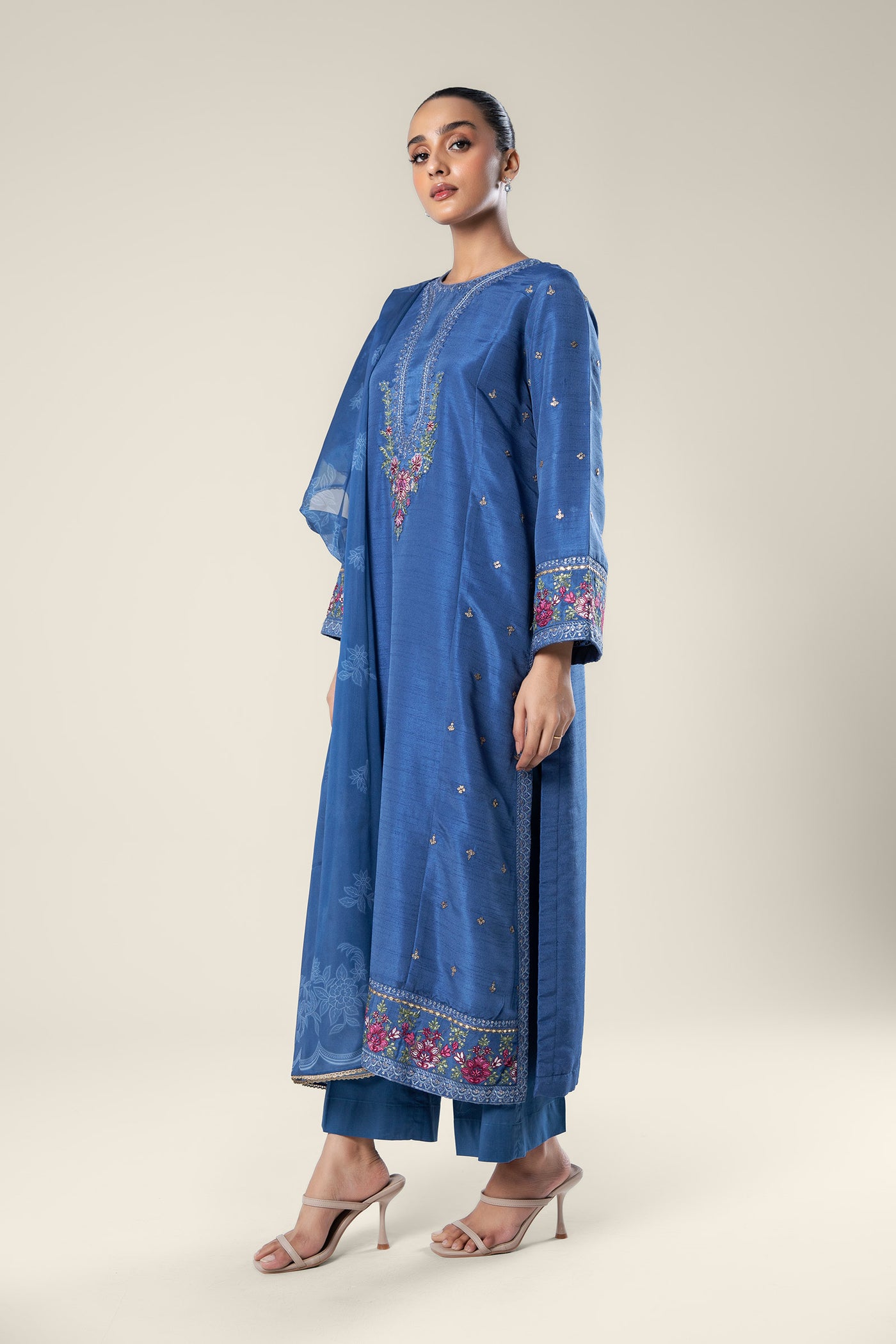 2 Pc Embroidered Raw Silk Suit | MB-WF24-36