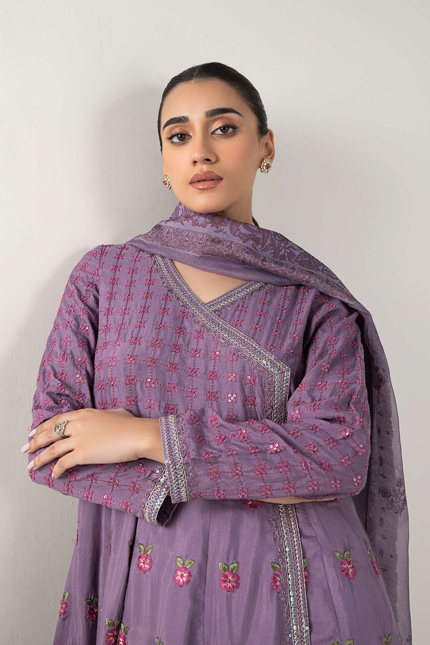 2 Pc Embroidered Raw Silk Suit | MB-WF24-43