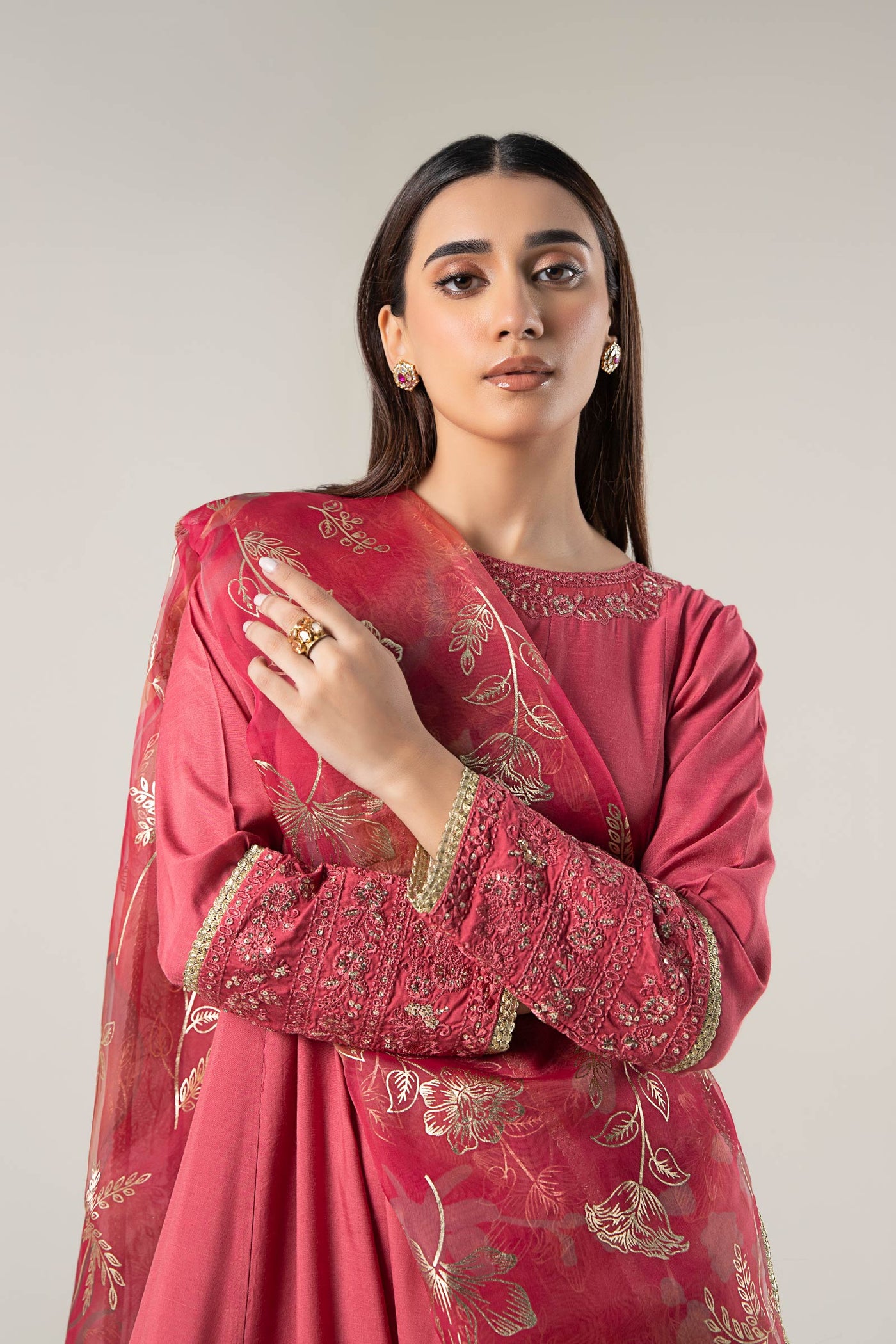 2 Pc Embroidered Raw Silk Suit | MB-WF24-48