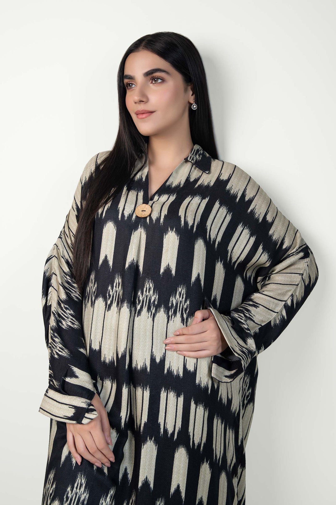 Printed Textured Linen Tunic | MB-WS24-134