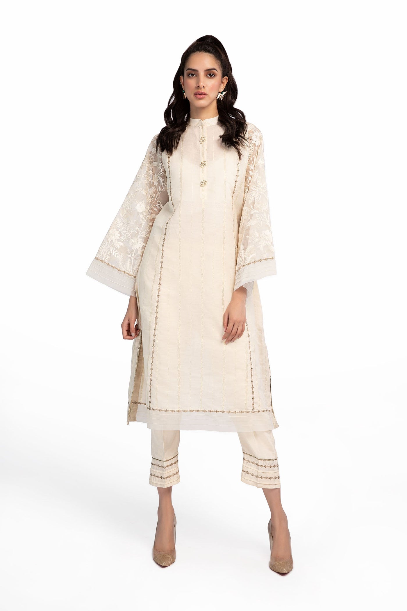 2 Pc Embroidered Raw Silk Suit | MB-F23-303