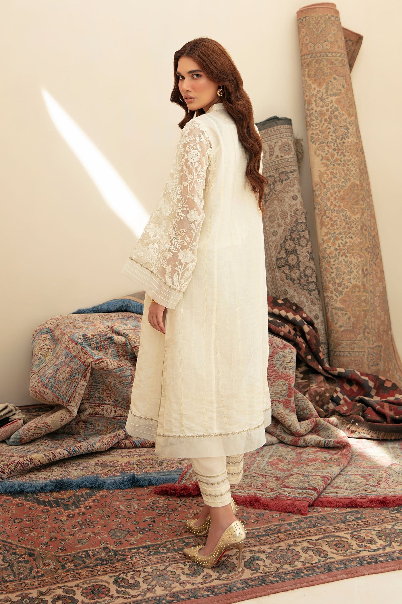 2 Pc Embroidered Raw Silk Suit | MB-F23-303