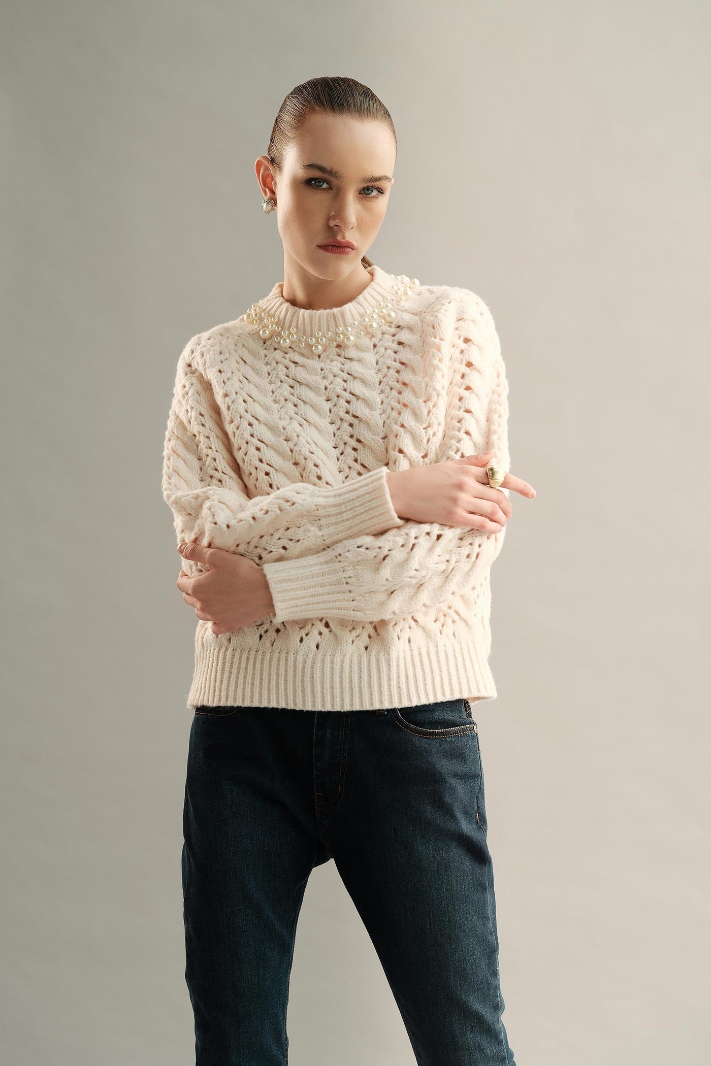 Pearl Woven Sweater (Free Size)