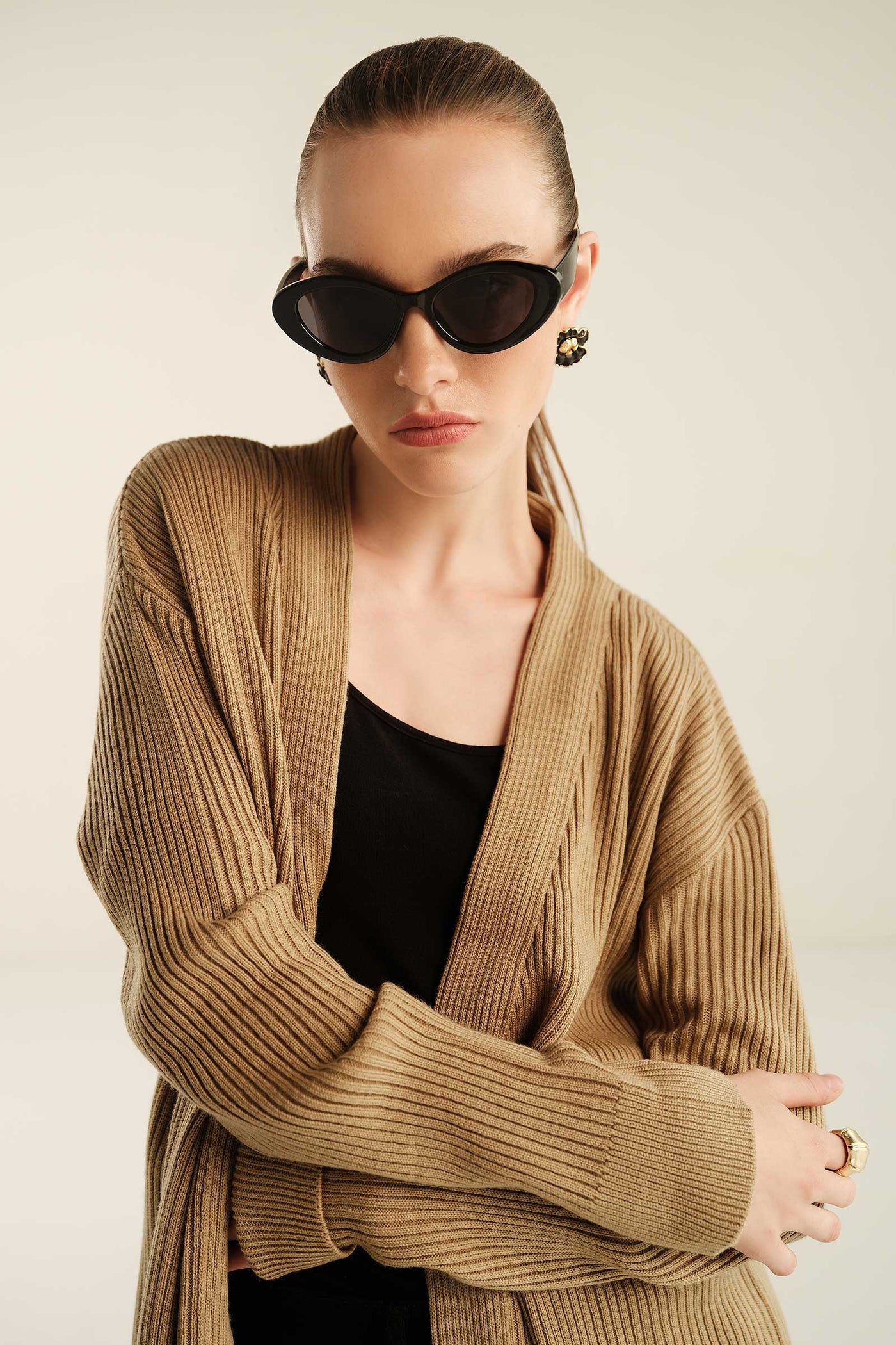 Ribbed Cardigan | WEST-W23-32-Beige