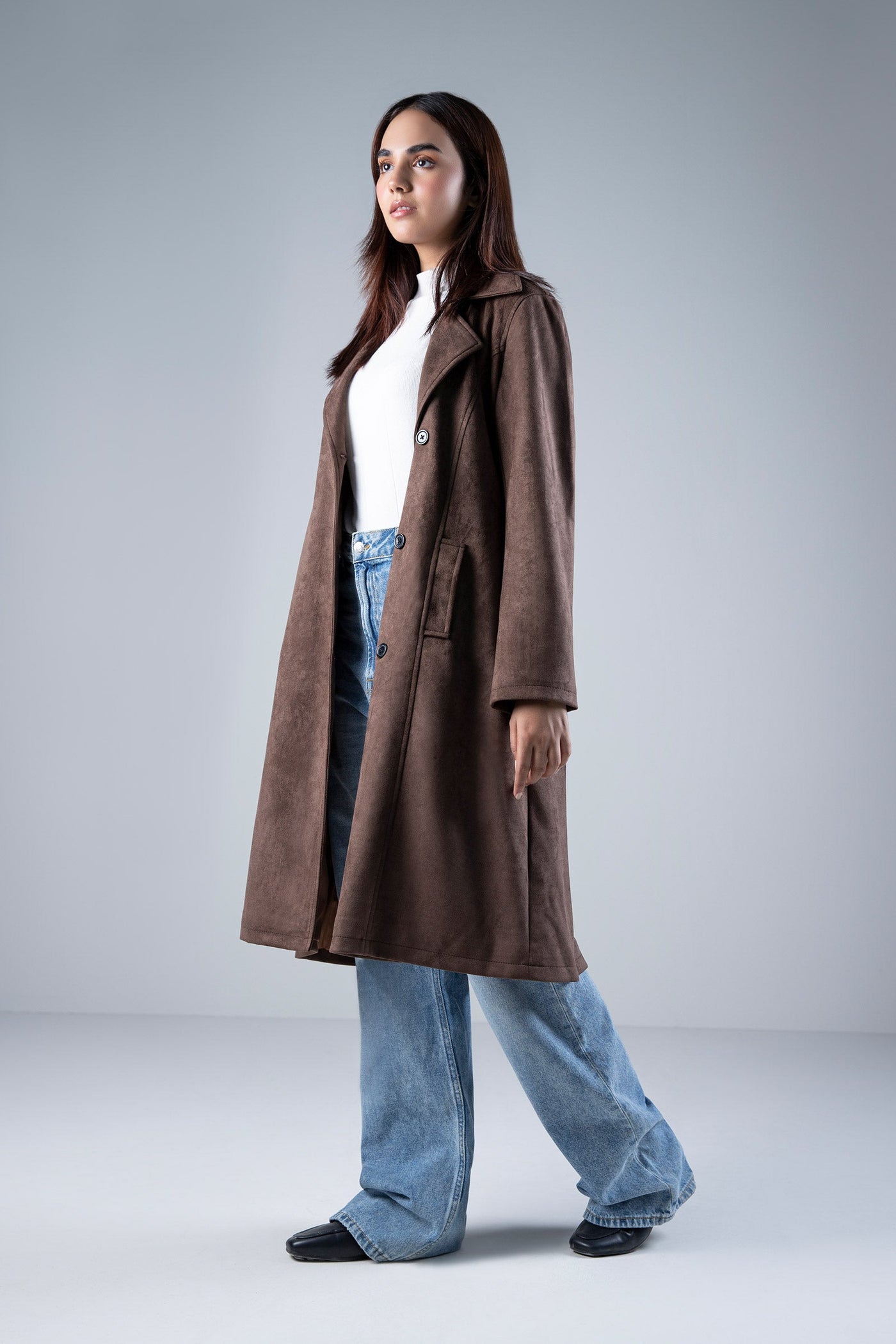 Suede Double Breasted Coat | WEST-W24-61B